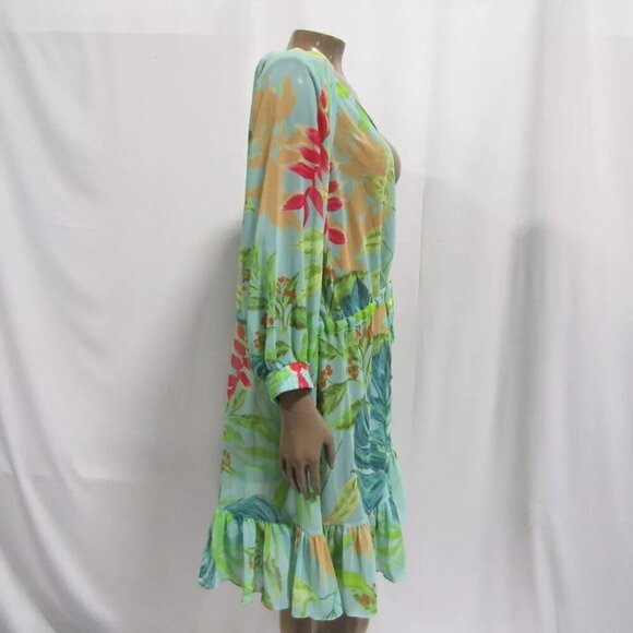 NEW PATBO X RESOLVE Tropicalia Short Kimono Swim Cover-up Island Blue Size L - Picture 12 of 14
